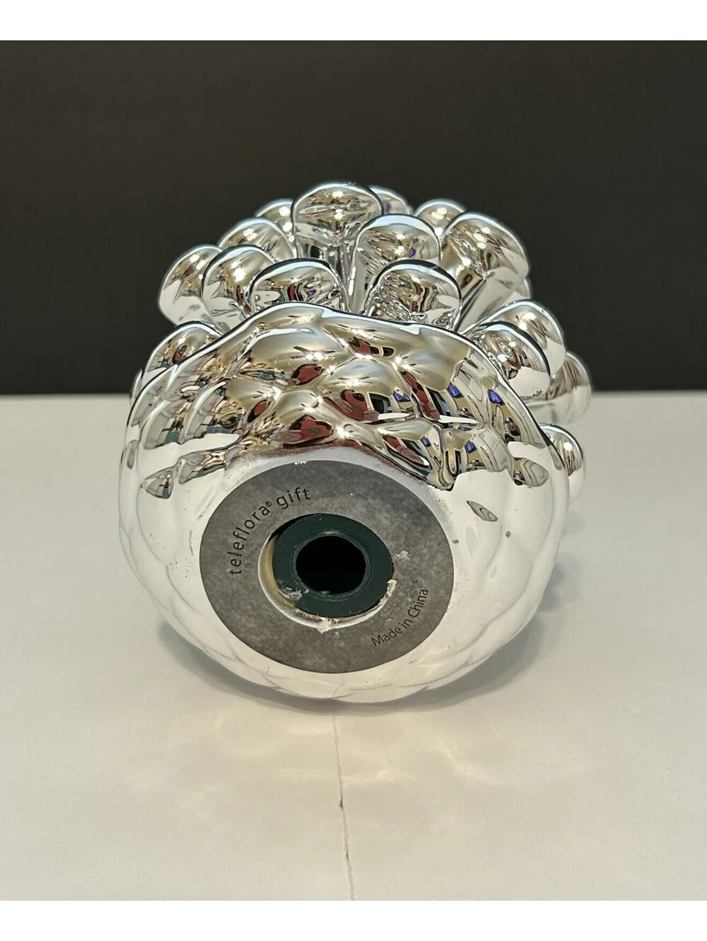 Teleflora Glass Pinecone Votive Candle Holder Silver 4.5